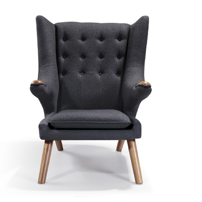 Danish Design Black Cashmere Replica Chair Papa Bear Chair and Ottoman